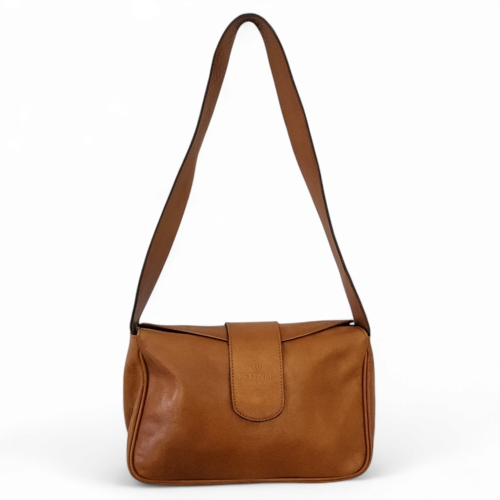 Genuine Leather Shoulder Bag in Tan